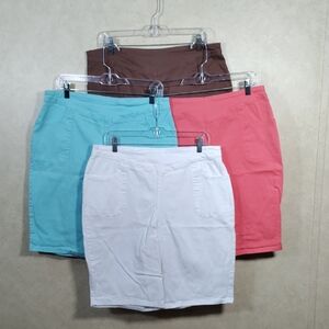 04114 Denim & Co FOUR PACK Bermuda shorts - brown, aqua, white, peach L